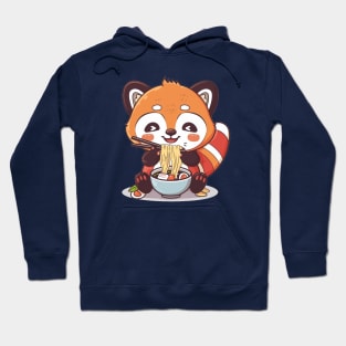 Cute Red Panda eating ramen Hoodie